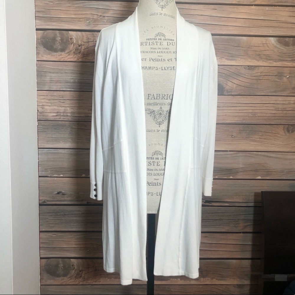 White House Black Market White Cardigan Sweater